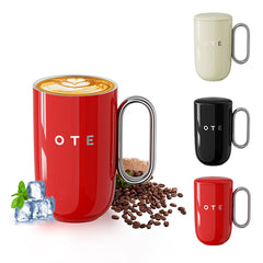 OTE Kaffeebecher mit Henkel, 350/220 ml (12 oz/8 oz) isolierter Kaffee-Reisebecher aus Edelstahl, doppelwandiger wiederverwendbarer Kaffeebecher