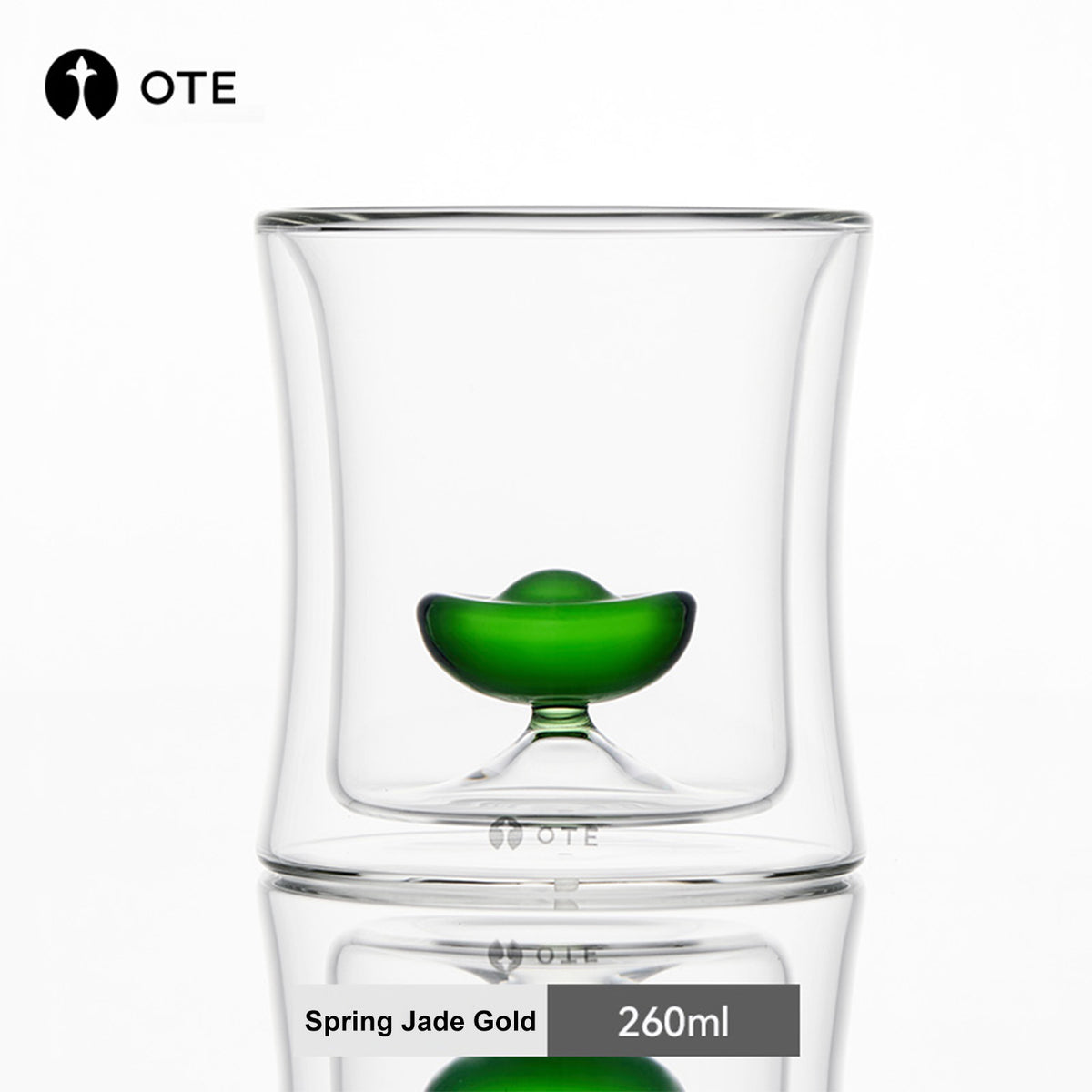 Double Wall Borosilicate Glass Tumbler with Floating Yuanbao Ingot, 88ml & 260ml Heat Insulated Hand Blown Glass Cup, Lead-Free Oriental Drinking Glass for Tea Whiskey Coffee, Dishwasher Safe Novelty Gift Cup