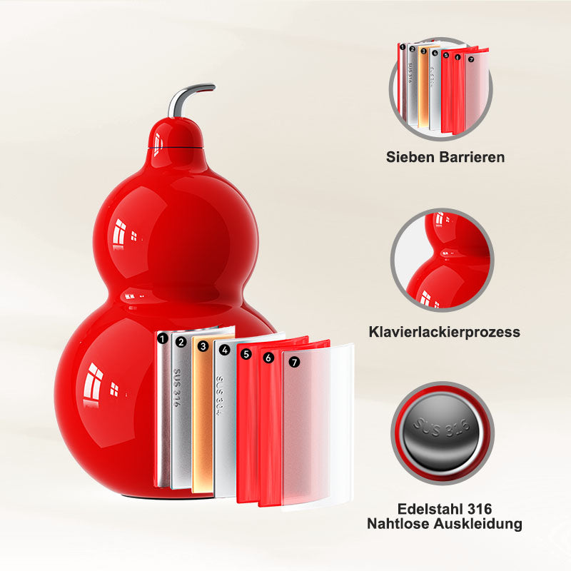 OTE Edelstahl-Kürbisflasche, Metall-Kürbis-Wasserflasche mit Schultergurt, tragbare und langlebige Kürbis-Sport-Wasserflasche für Fitnessstudio, Reisen und den täglichen Gebrauch, 300 ml