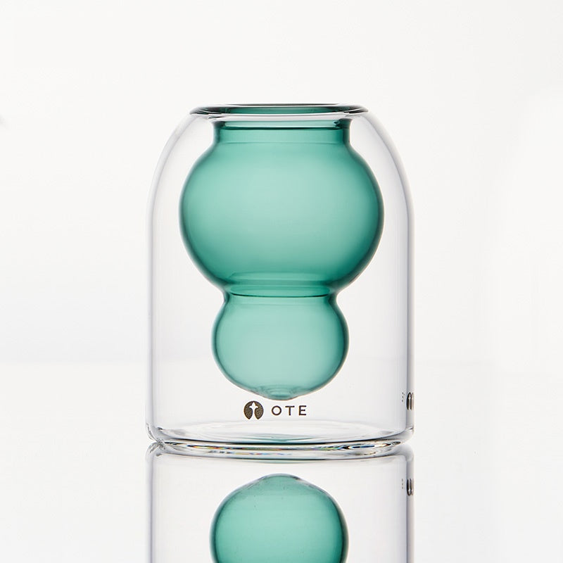 OTE Fulu Doppelwandiger Borosilikat-Glasbecher, bleifreier hitzebeständiger Becher mit Gourd-Design, isolierter Tumbler für heiße und kalte Getränke, einzigartiges Geschenk für Haus- und Küchenliebhaber