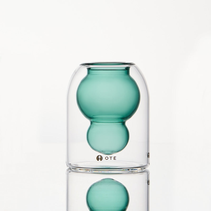 OTE Fulu Double Wall Borosilicate Glass Cup, Lead-Free Heat-Resistant Mug with Floating Gourd Design, Insulated Tumbler for Hot & Cold Drinks, Unique Gift for Home & Kitchen Lovers