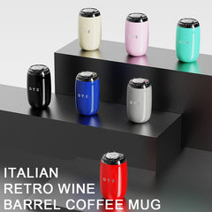 OTE Vacuum Insulated Coffee Mug, Stainless Steel Portable Wine Barrel Mug (with drinking lid), Capacity 13.5oz/10.1oz (400ml/300ml) – Suitable for Hot & Cold Drinks, Portable & Durable, Ideal for Fitness, Travel and Daily Use (Full Set of 4 Colors)