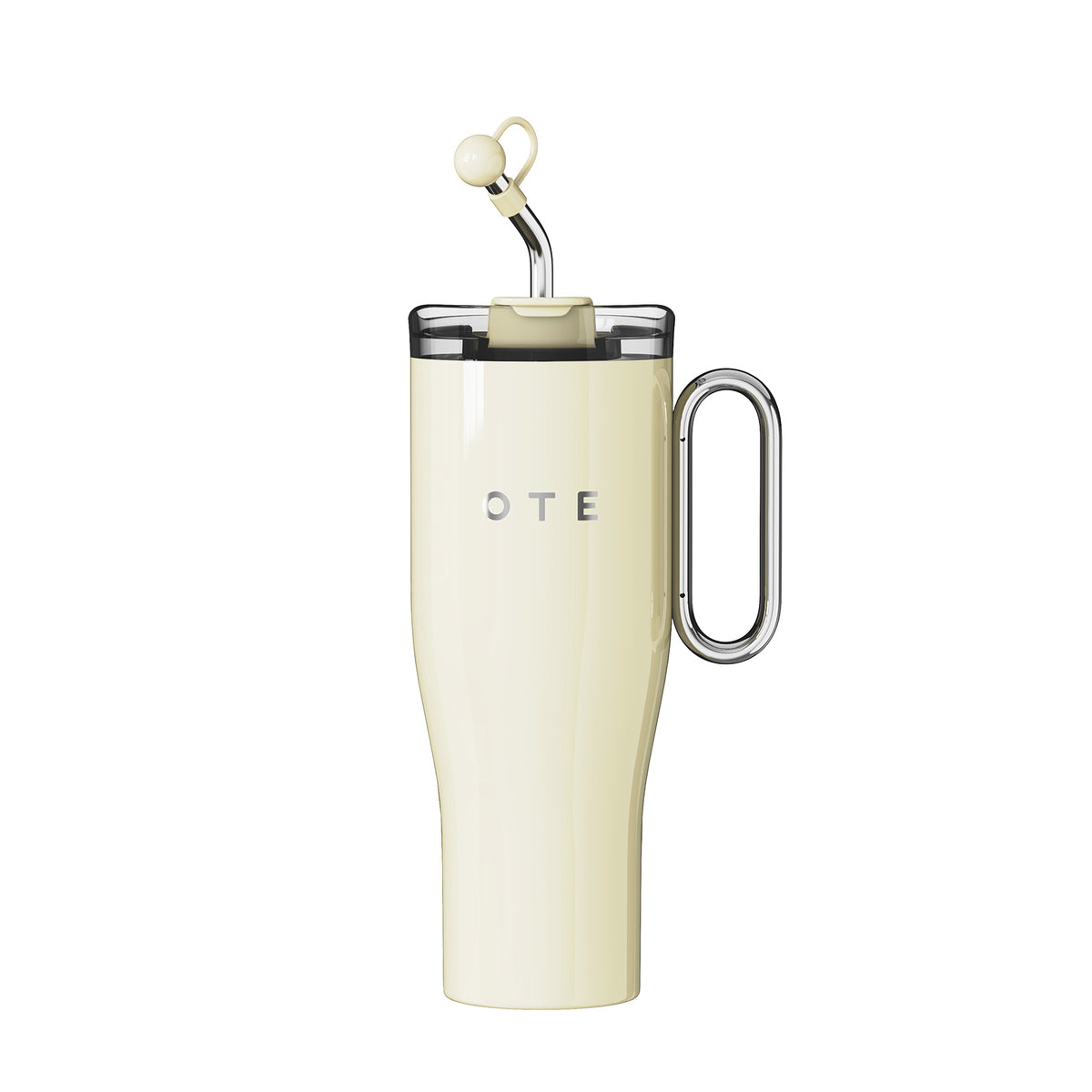 OTE 1.2 L (40 oz) Reisebecher mit Henkel, doppelwandiger, vakuumisolierter Stahlbecher und Strohhalm, BPA-frei, tragbarer Autobecher, Thermobecher, Kaffeetasse für heiße und kalte Getränke